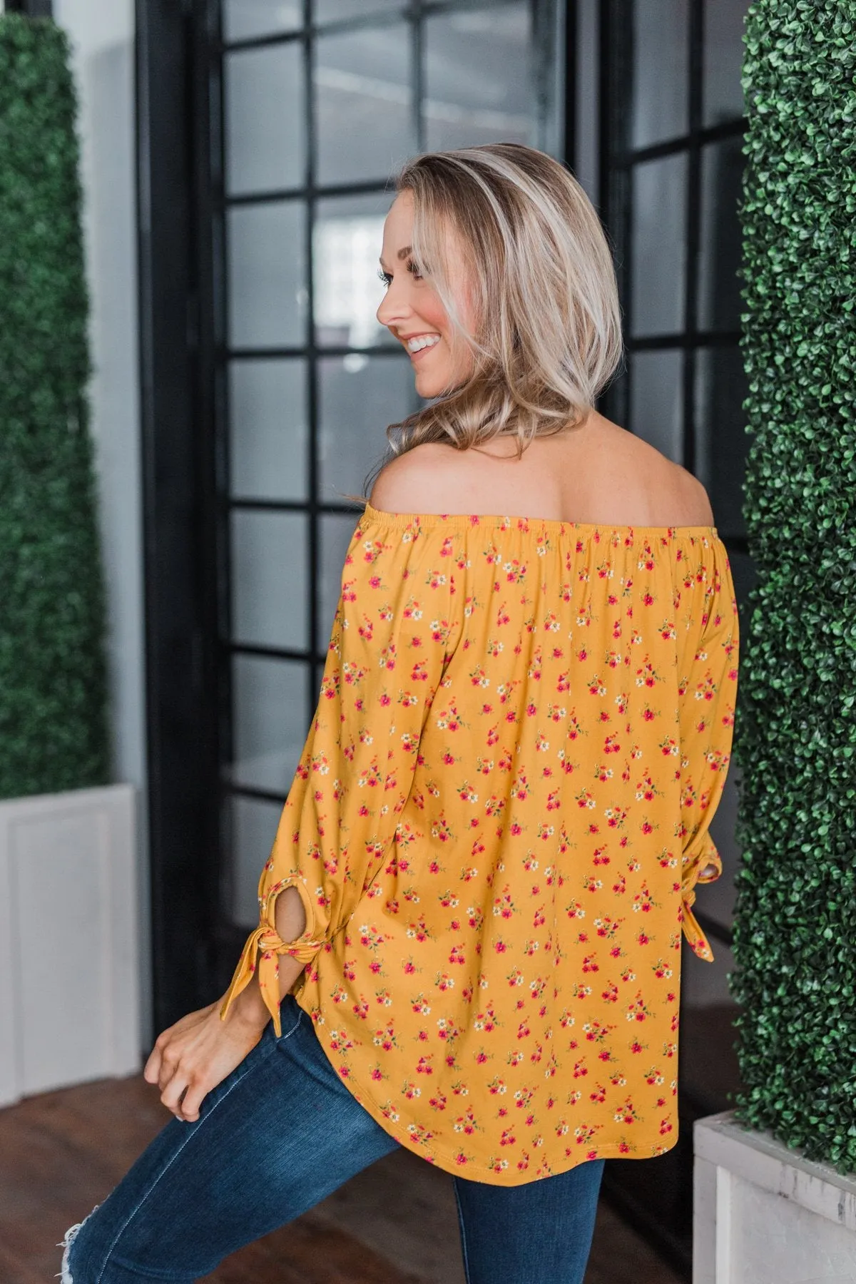 Everywhere You Go Floral Top- Mustard