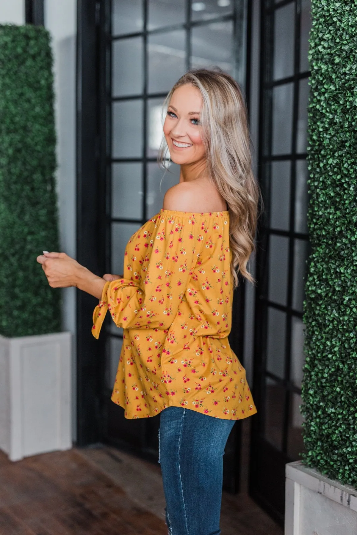 Everywhere You Go Floral Top- Mustard