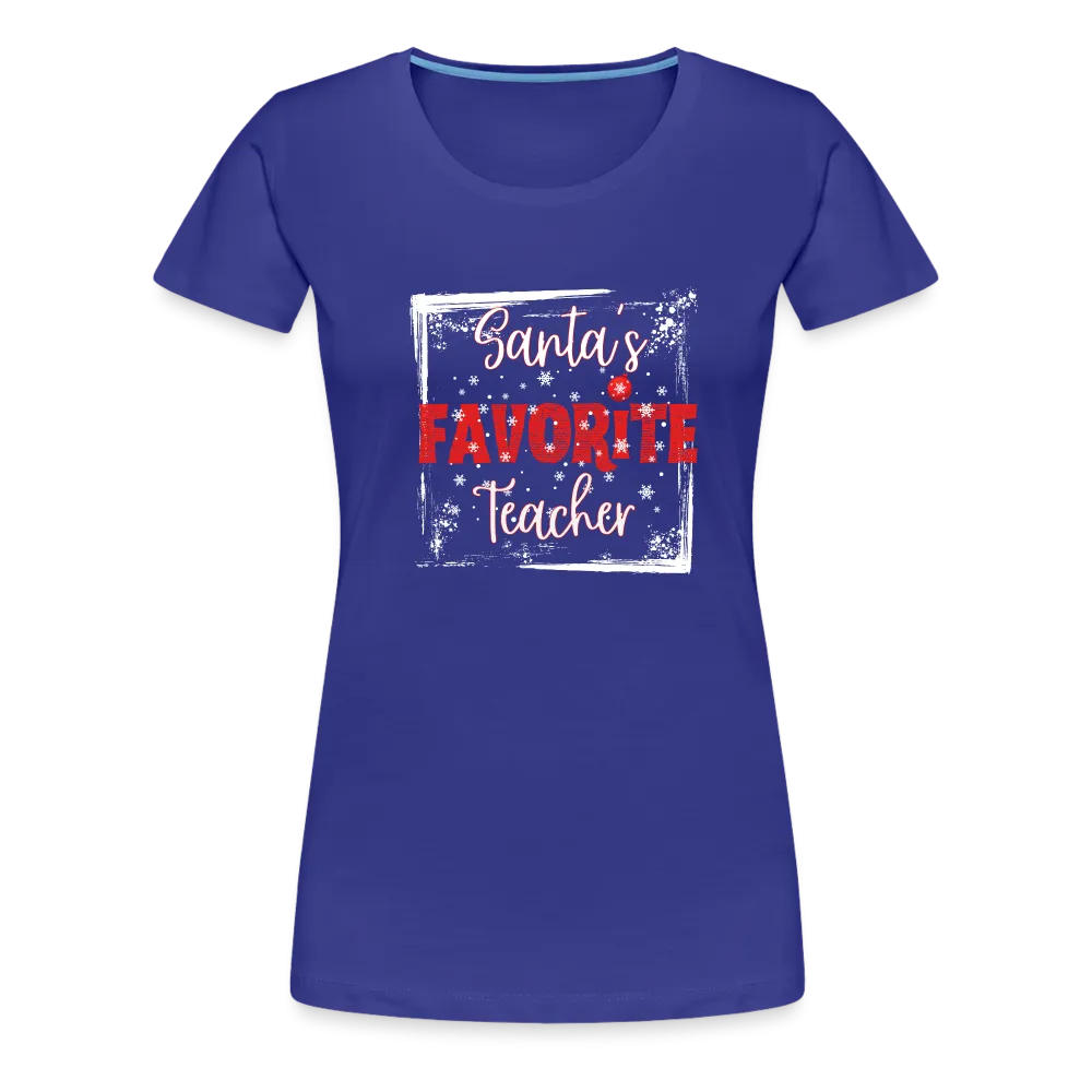 Festive Educator Elegance: Women's 'Santa's Favorite Teacher' Premium Tee