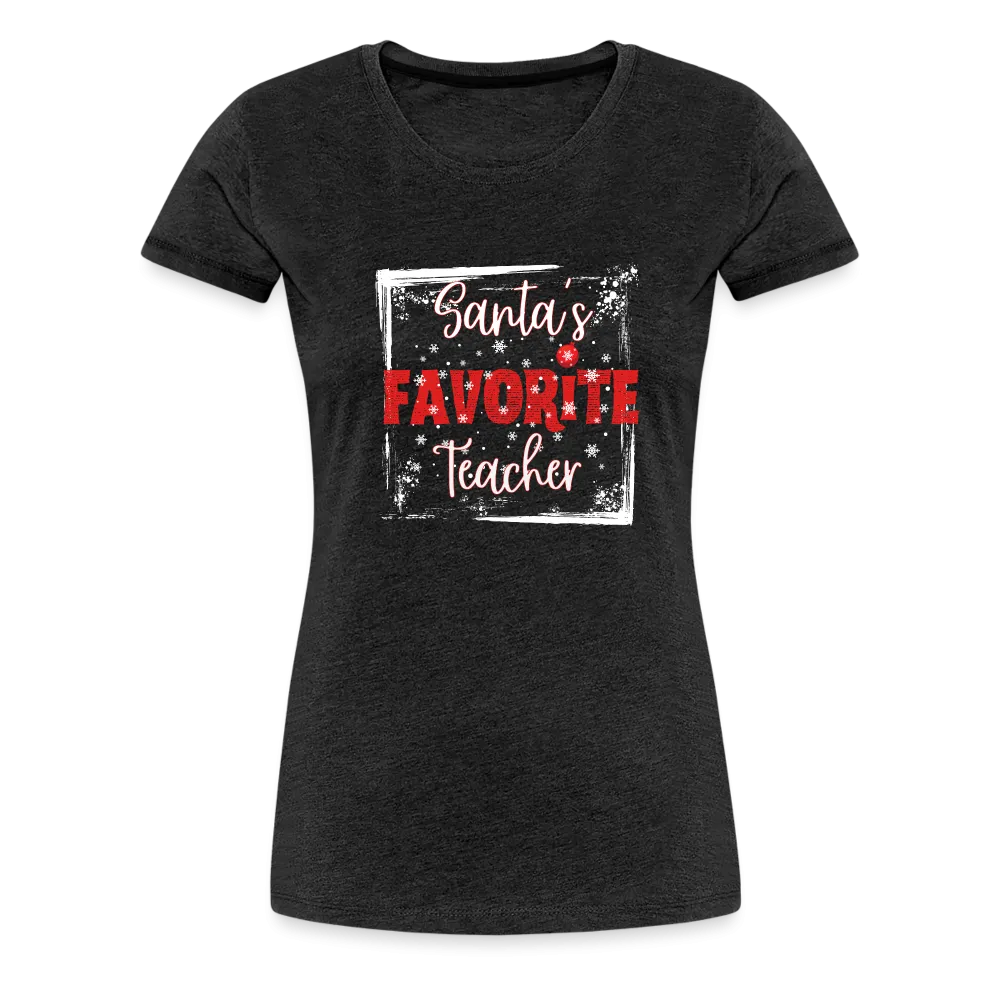 Festive Educator Elegance: Women's 'Santa's Favorite Teacher' Premium Tee