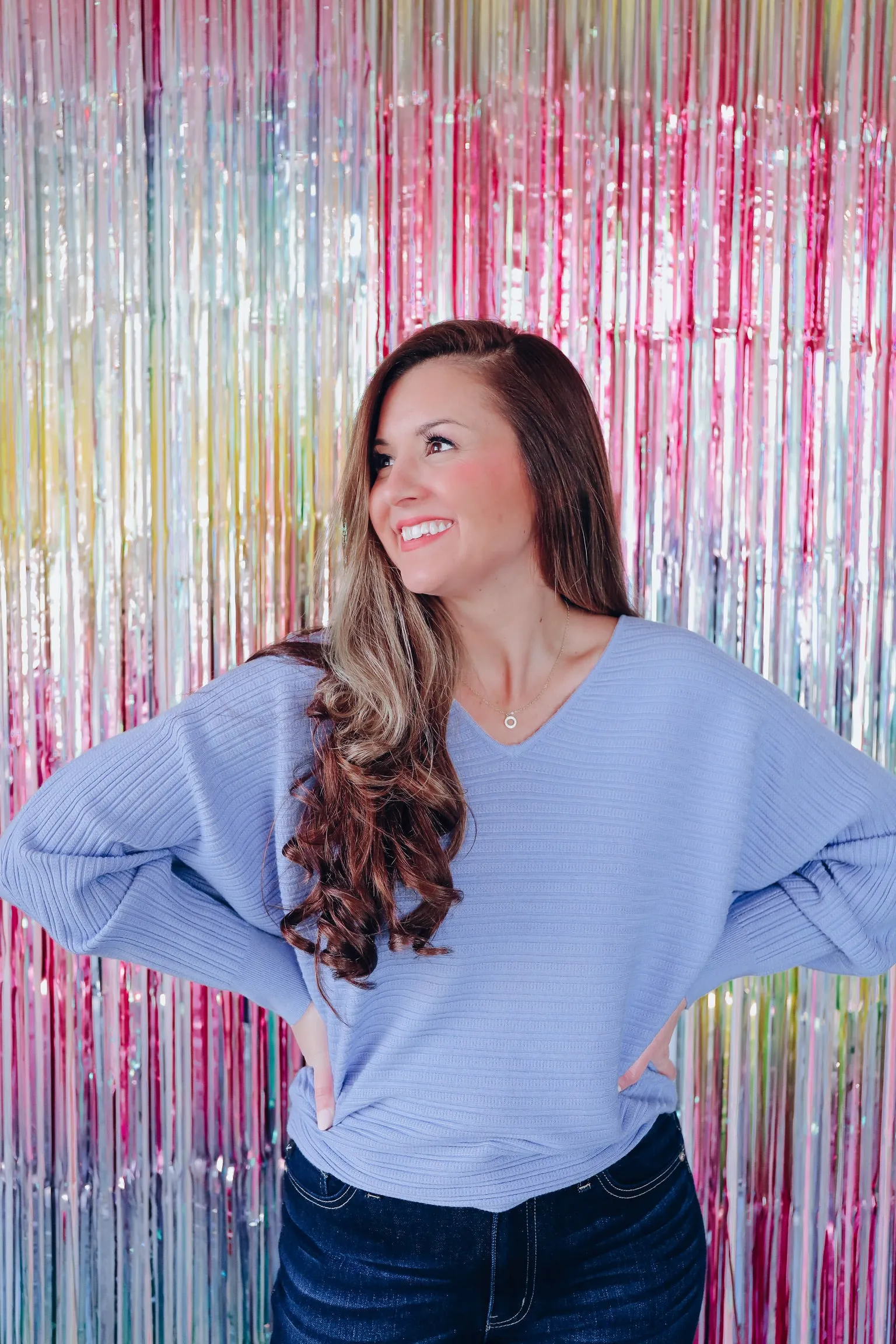 Flair And Grace Dolman Sleeved Sweater - Periwinkle
