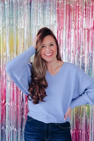 Flair And Grace Dolman Sleeved Sweater - Periwinkle