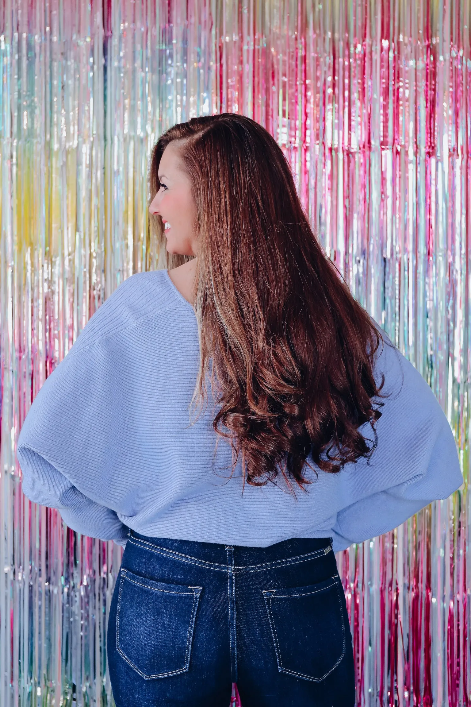 Flair And Grace Dolman Sleeved Sweater - Periwinkle