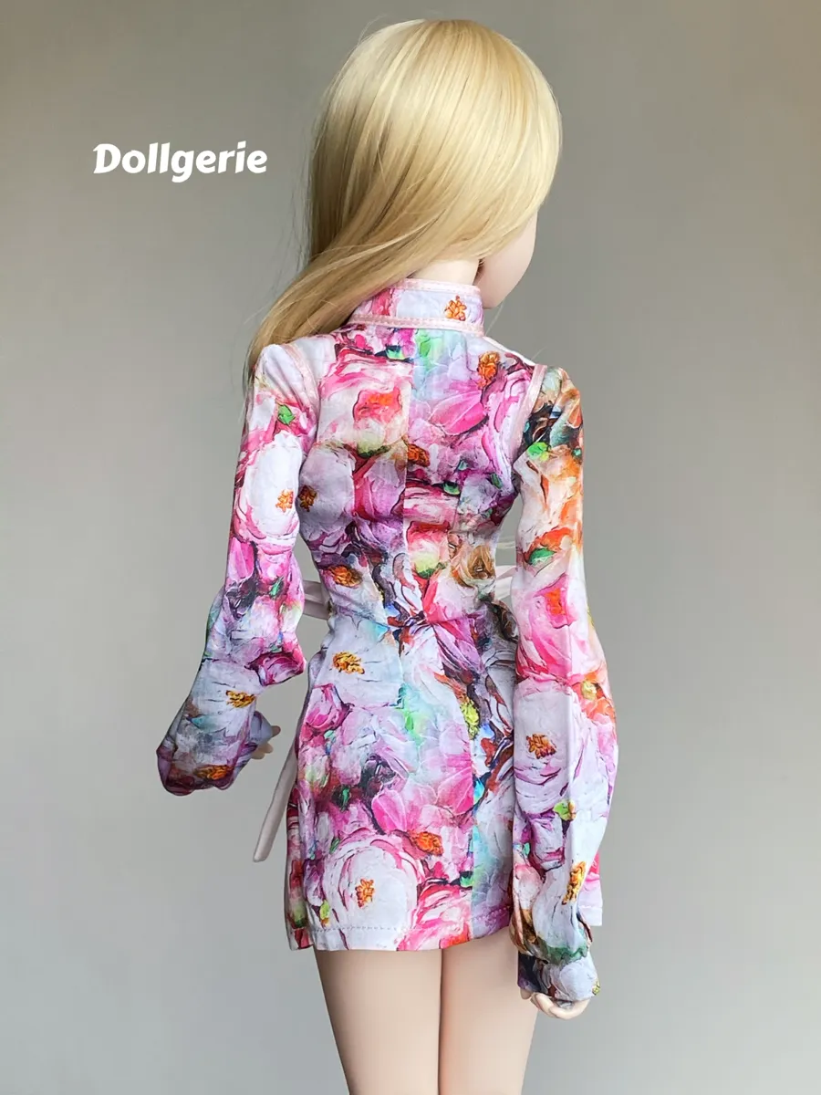 Floral Printed Long Sleeves Mini Dresses for SmartDoll or DD3