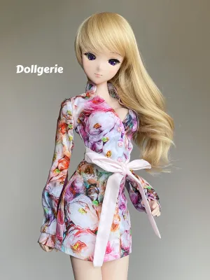 Floral Printed Long Sleeves Mini Dresses for SmartDoll or DD3
