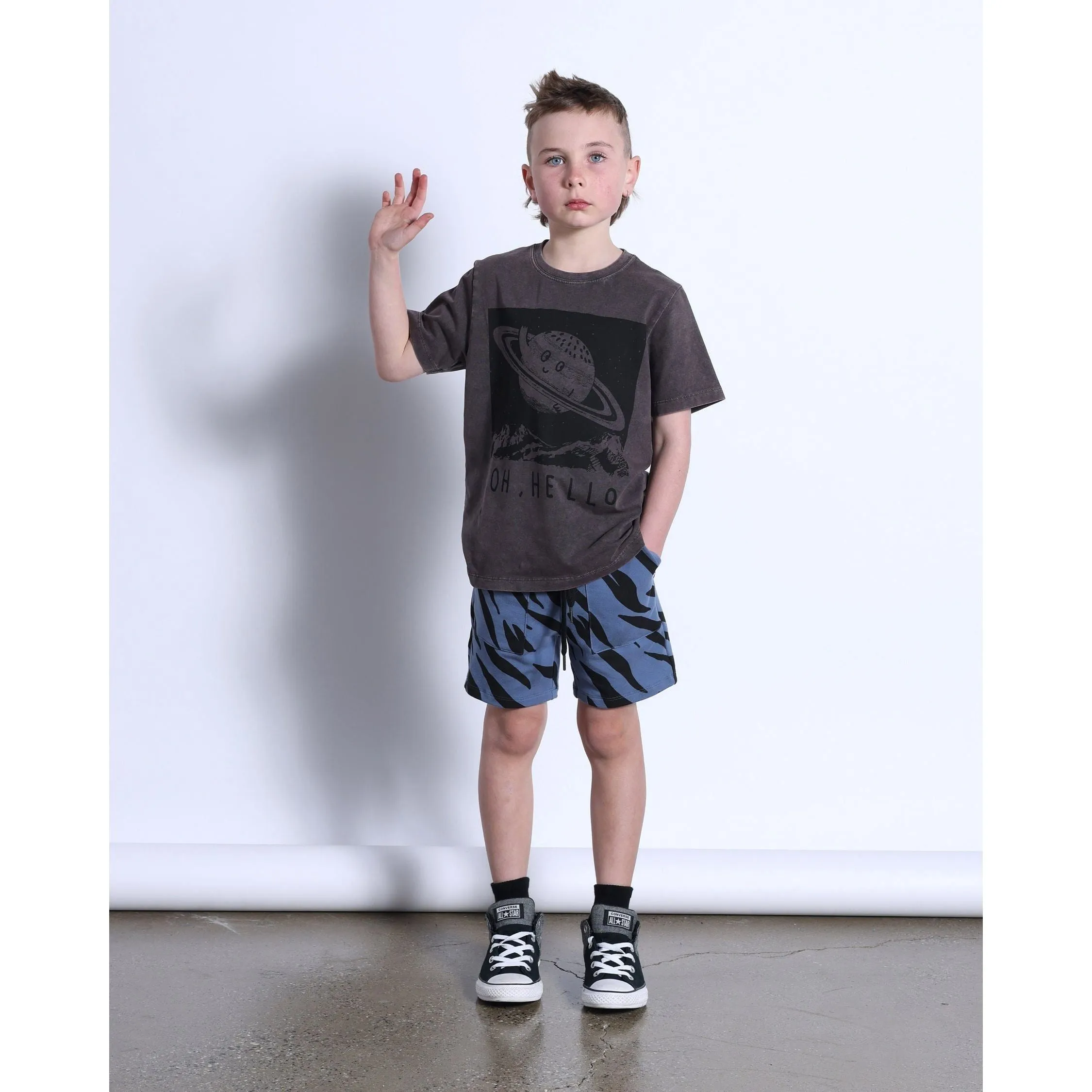 Friendly Saturn Tee- Black Wash
