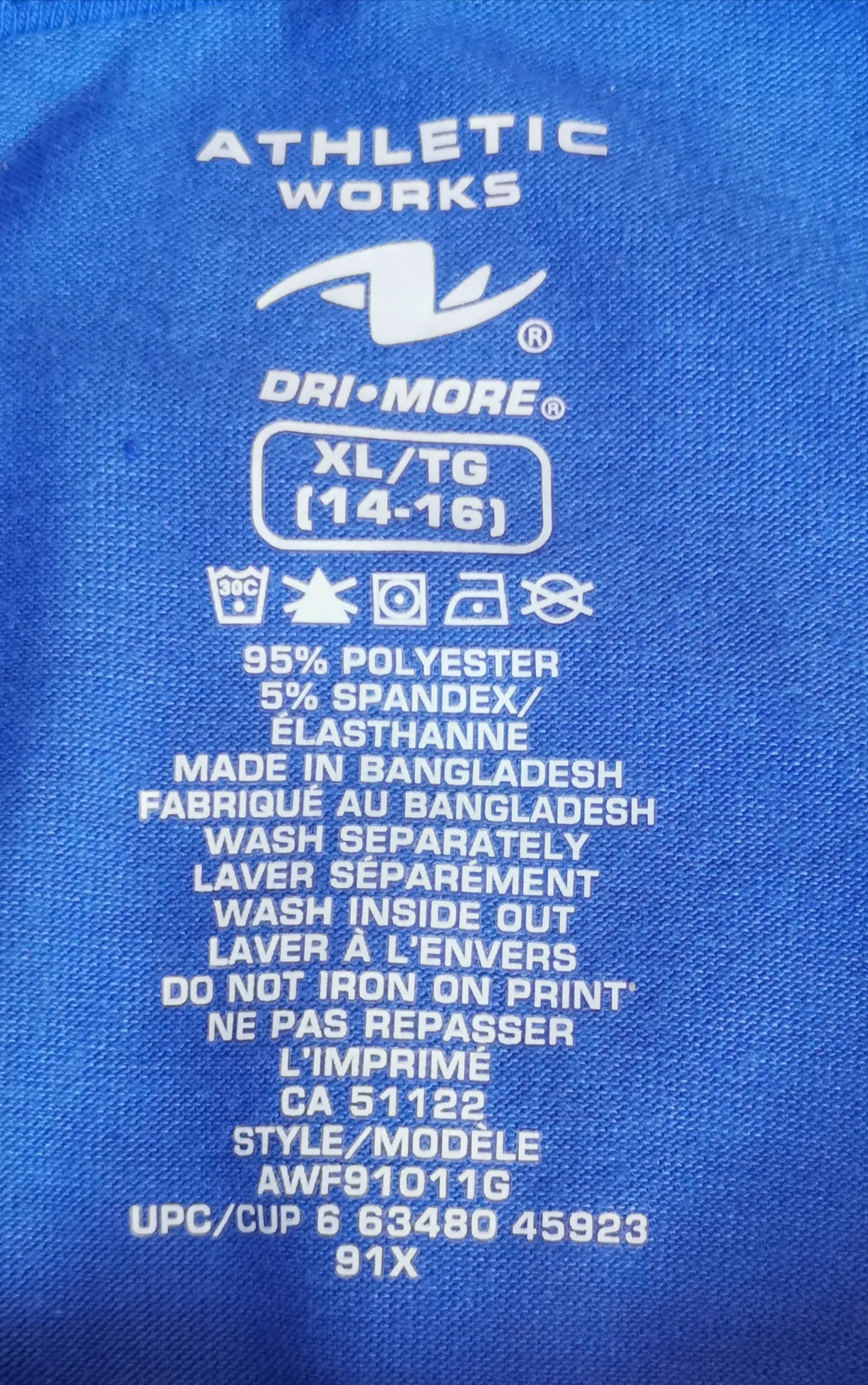 GIRL SIZE XL (14/16 YEARS) - ATHLETIC WORKS Dri-more, Open Sides, Graphic T-shirt EUC B8