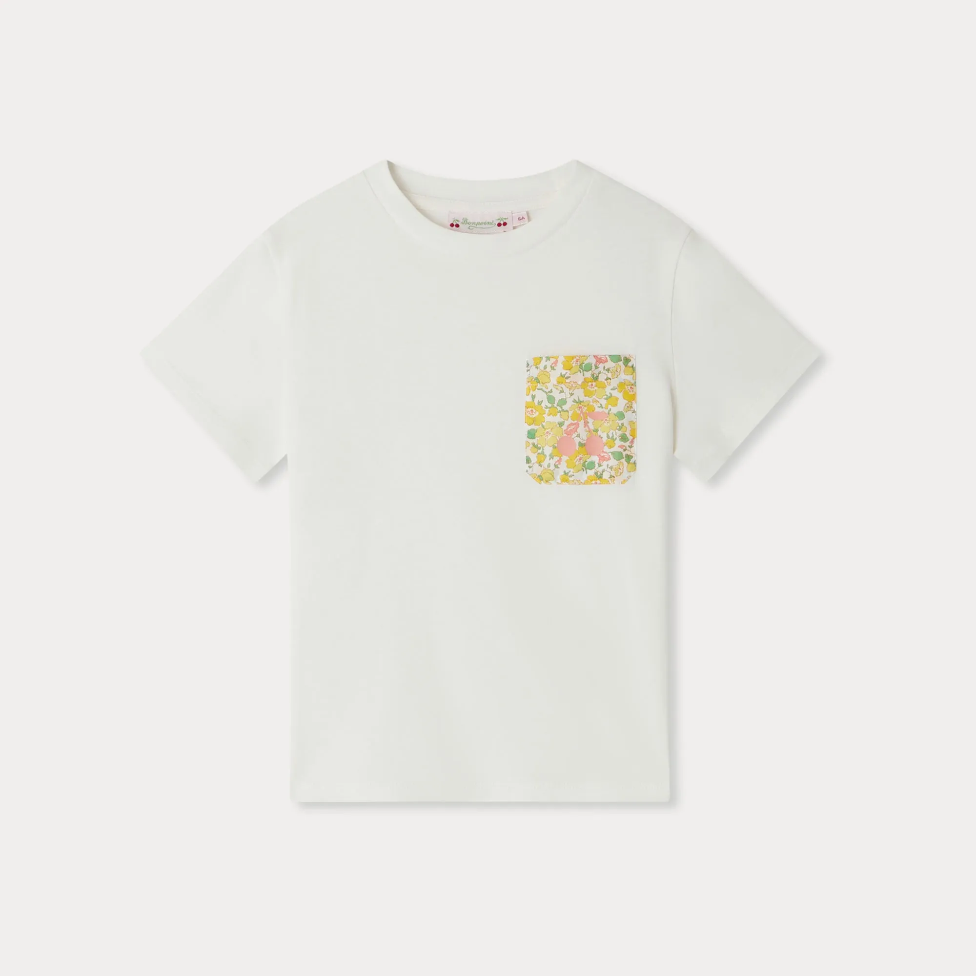 Girls White Cherry Minimalist Cotton T-shirt