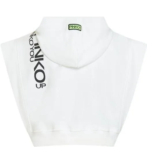 Girls White Cropped Hoodie