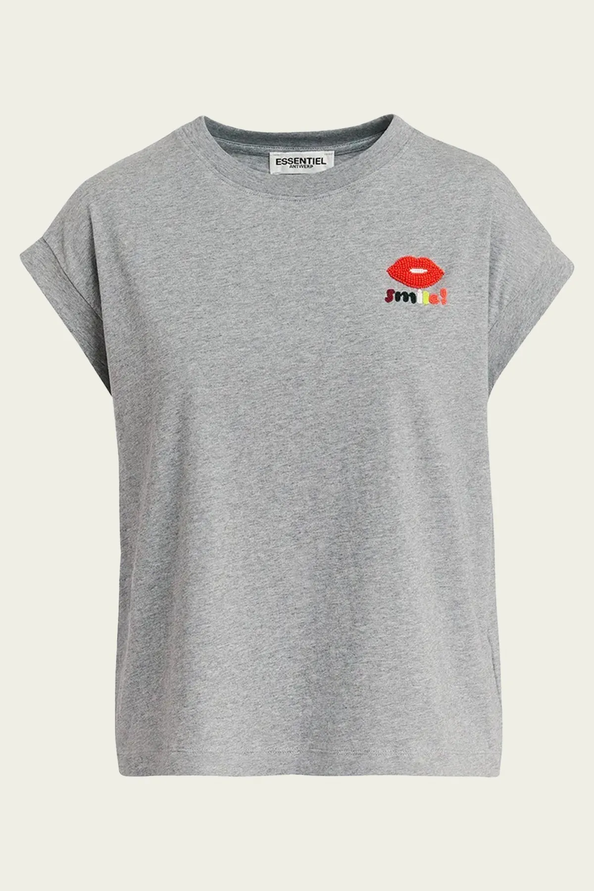 Glaieul Embroidery Cotton T-Shirt in Grey