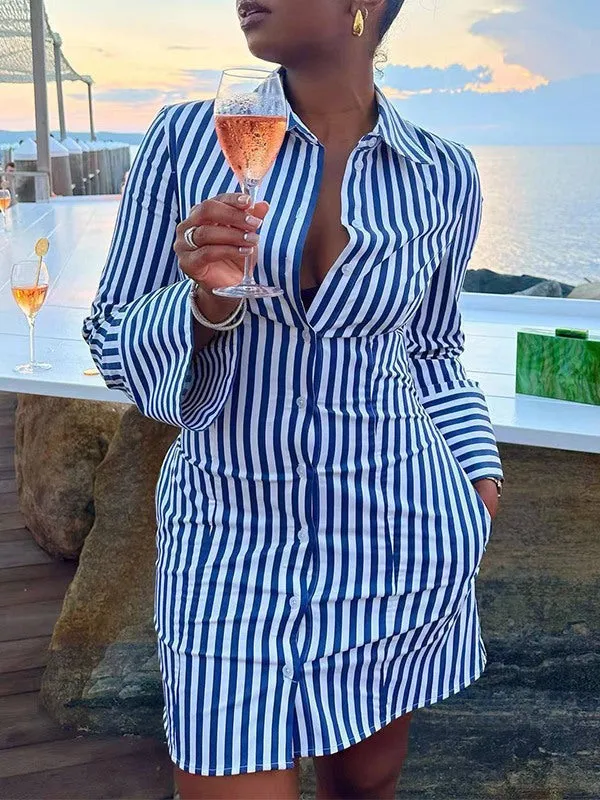 Gorgeousladie Stripe Shirt Dress