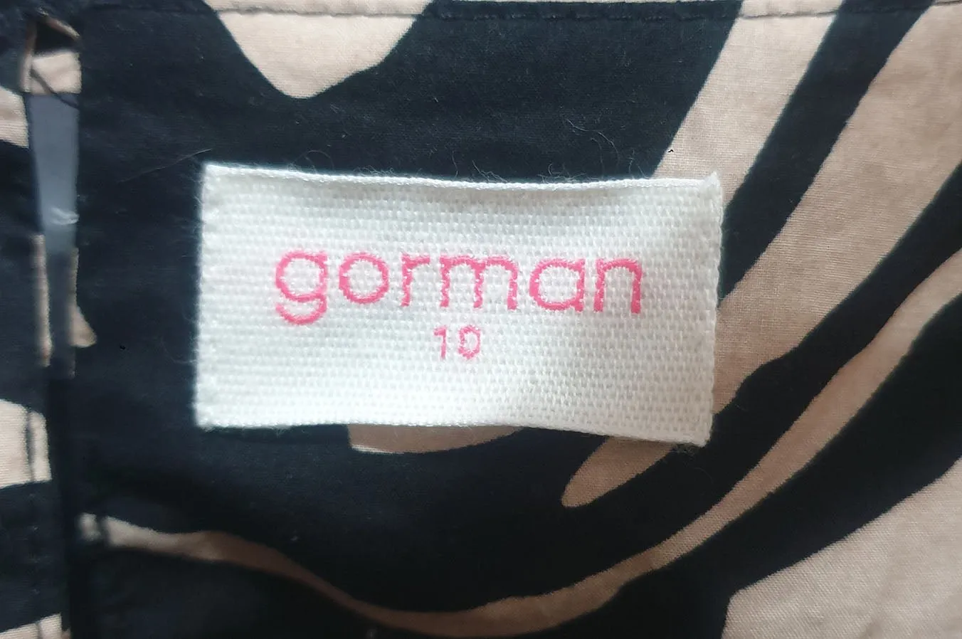 Gorman zebra print dress size 10