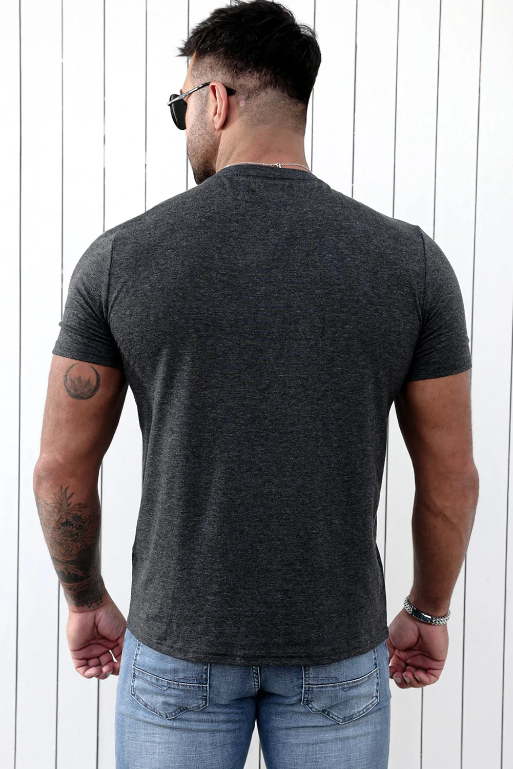 Gray GRANDDAUGHTER Letter Print Muscle Fit Men's T Shirt