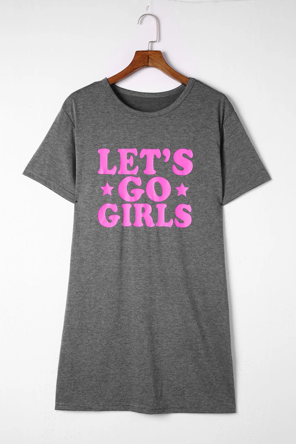 Gray LET\'S GO GIRLS Casual T Shirt Dress
