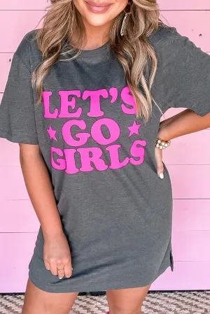 Gray LET\'S GO GIRLS Casual T Shirt Dress