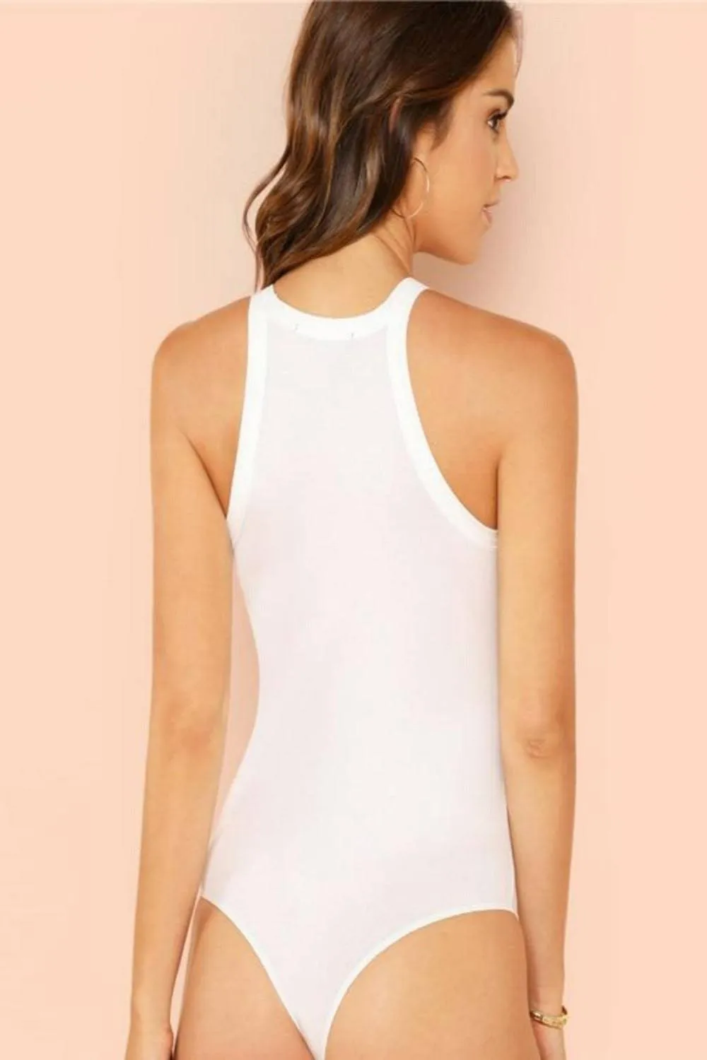 Halter Neck Sleeveless Thong Bodysuit