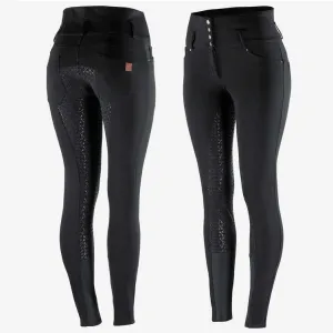 Horze Tara Ladies High-Waist Gel Seat Breeches (Black)