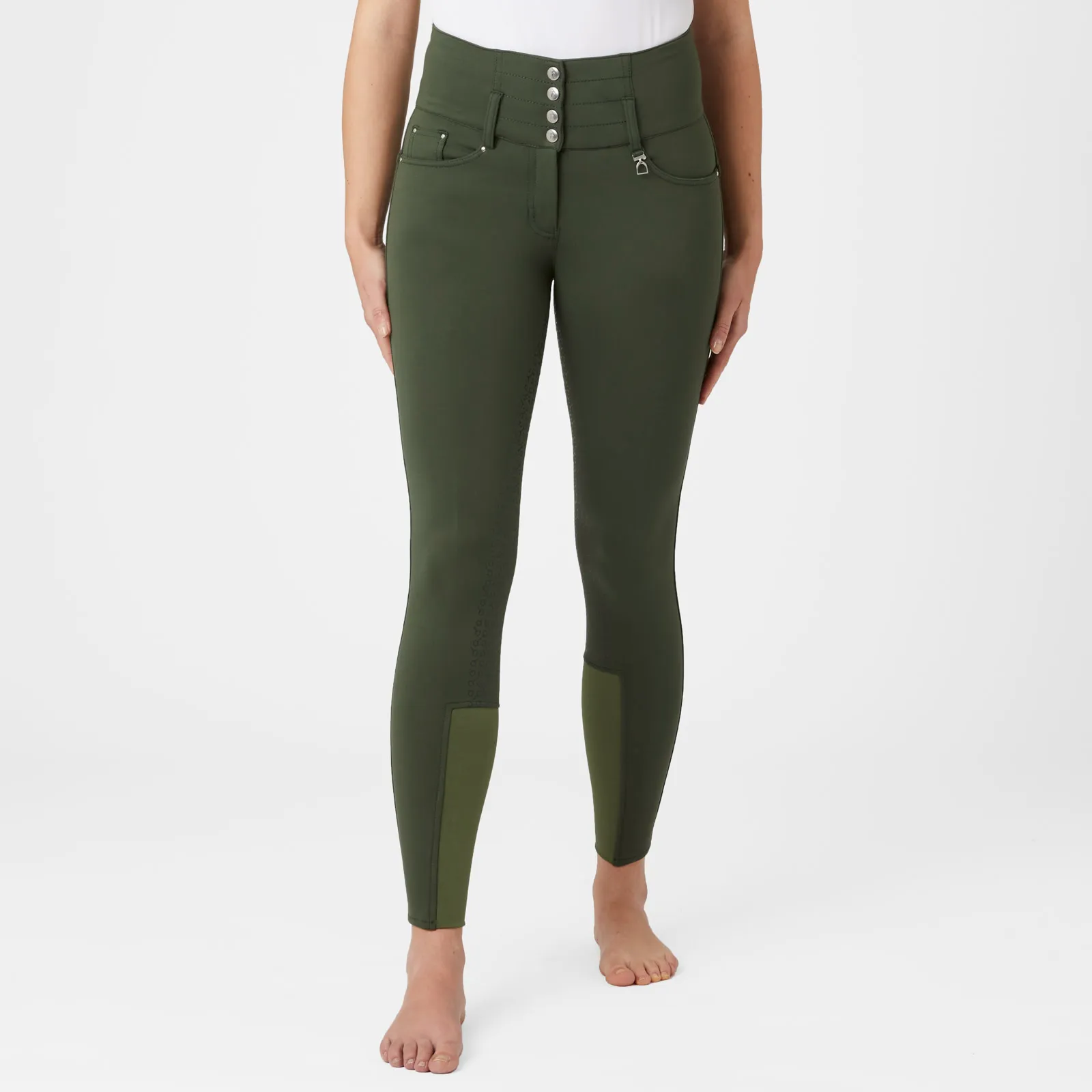 Horze Tara Ladies High-Waist Gel Seat Breeches (Green)