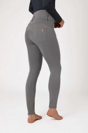Horze Tara Ladies High-Waist Gel Seat Breeches (Grey)