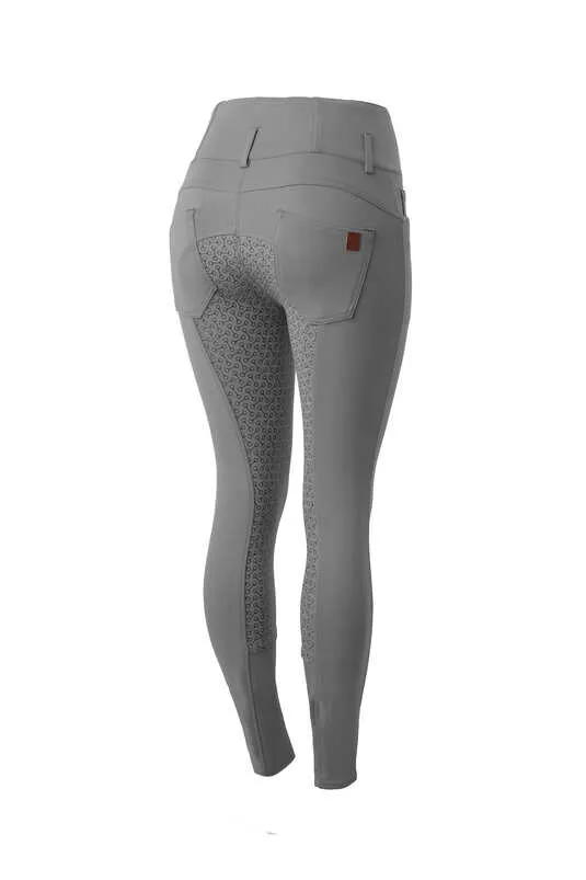 Horze Tara Ladies High-Waist Gel Seat Breeches (Grey)