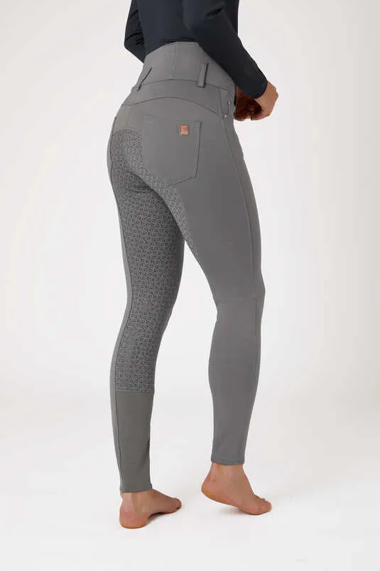 Horze Tara Ladies High-Waist Gel Seat Breeches (Grey)
