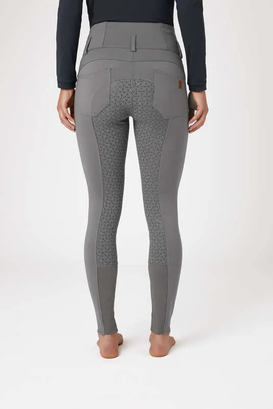 Horze Tara Ladies High-Waist Gel Seat Breeches (Grey)