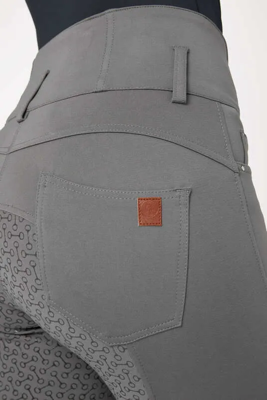 Horze Tara Ladies High-Waist Gel Seat Breeches (Grey)
