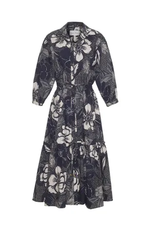 Hutton Dress (Blue Geo Garden)