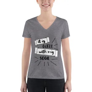 Is Well With My Soul  Faith Women's Fashion Deep V-neck Tee