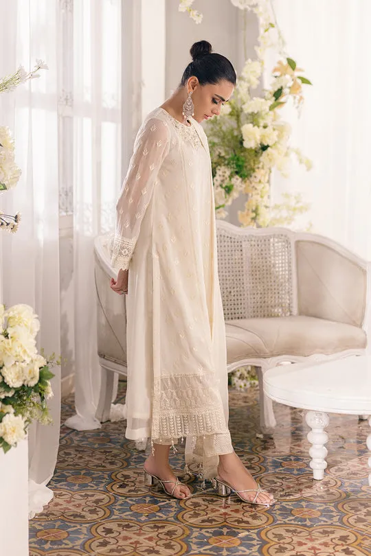 Ivory Shade Embroidered Chiffon Pakistani Salwar Kameez Suit