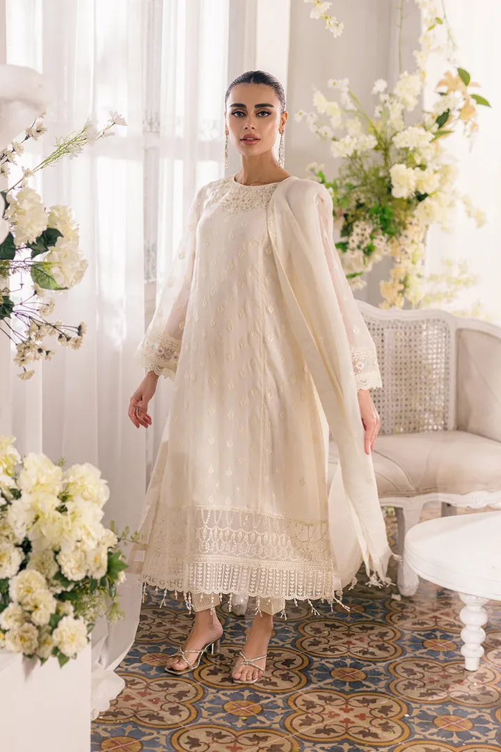 Ivory Shade Embroidered Chiffon Pakistani Salwar Kameez Suit
