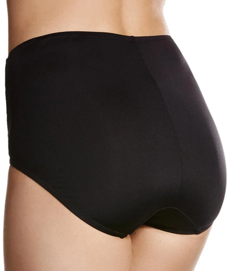 Jockey No Ride Up Microfibre and Lace Full Brief - Black