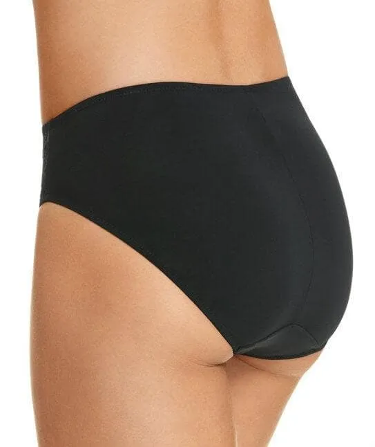 Jockey No Ride Up Microfibre and Lace Hi Brief - Black