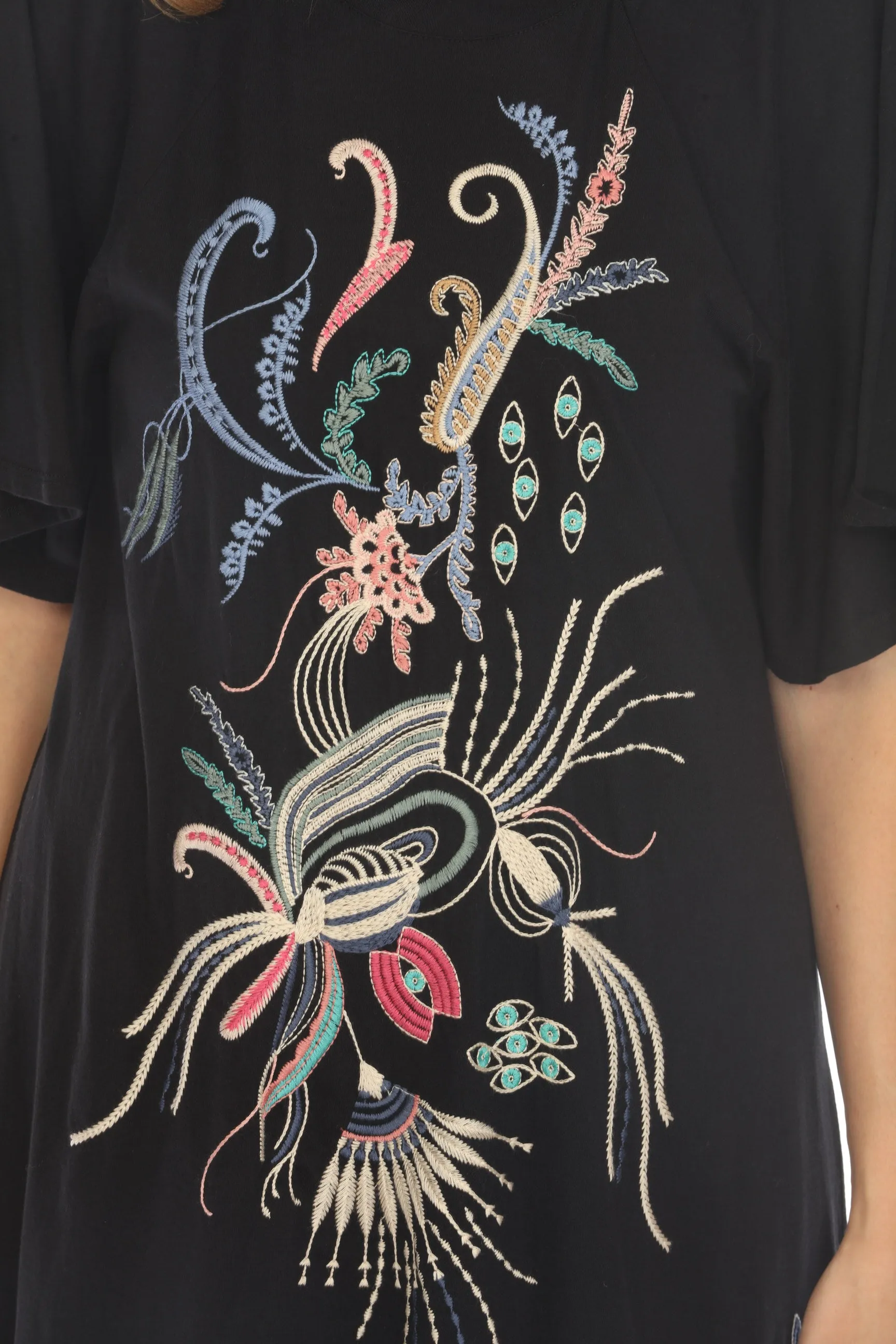Johnny Was JWLA Antonella Flutter Raglan T-Shirt Dress J32924 Boho Chic *