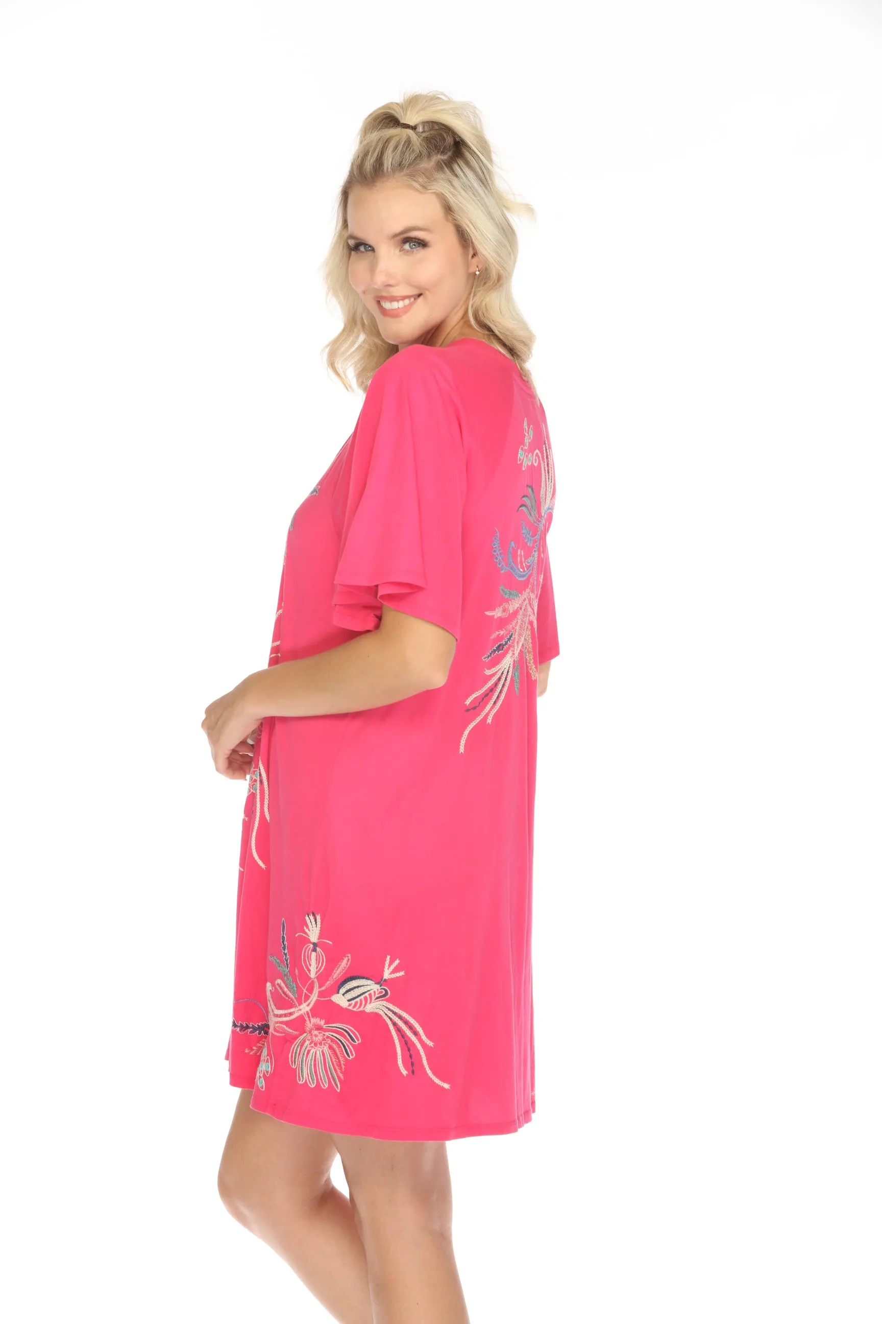 Johnny Was JWLA Antonella Flutter Raglan T-Shirt Dress J32924 Boho Chic *