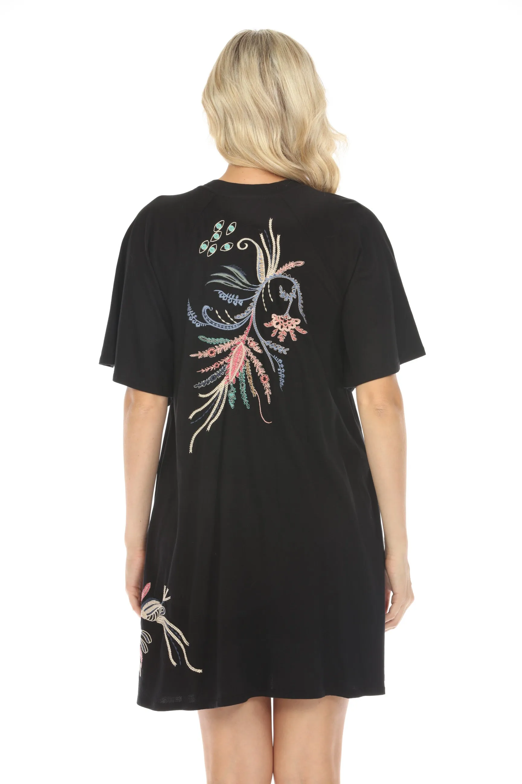 Johnny Was JWLA Antonella Flutter Raglan T-Shirt Dress J32924 Boho Chic *