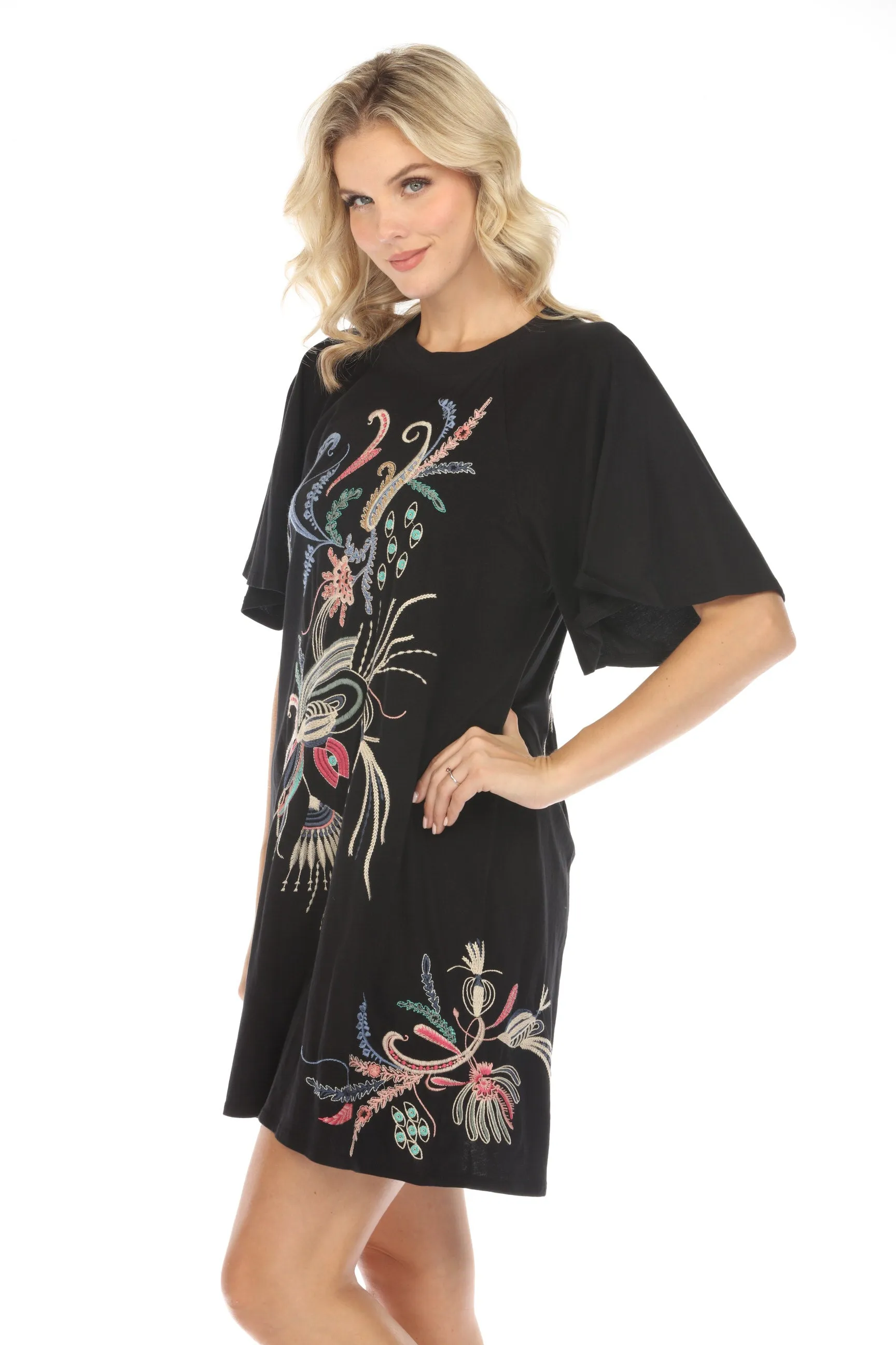 Johnny Was JWLA Antonella Flutter Raglan T-Shirt Dress J32924 Boho Chic *