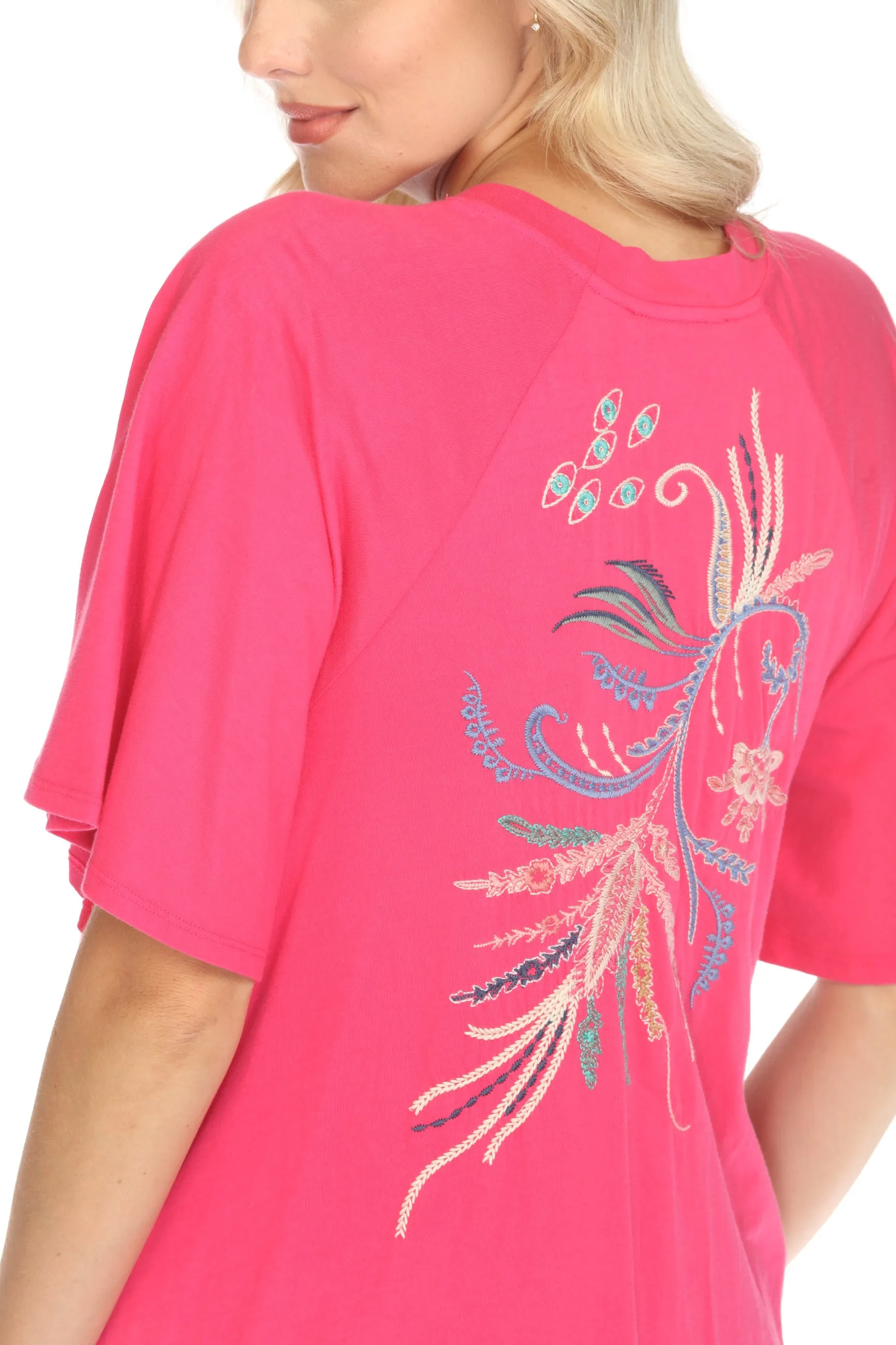 Johnny Was JWLA Antonella Flutter Raglan T-Shirt Dress J32924 Boho Chic *