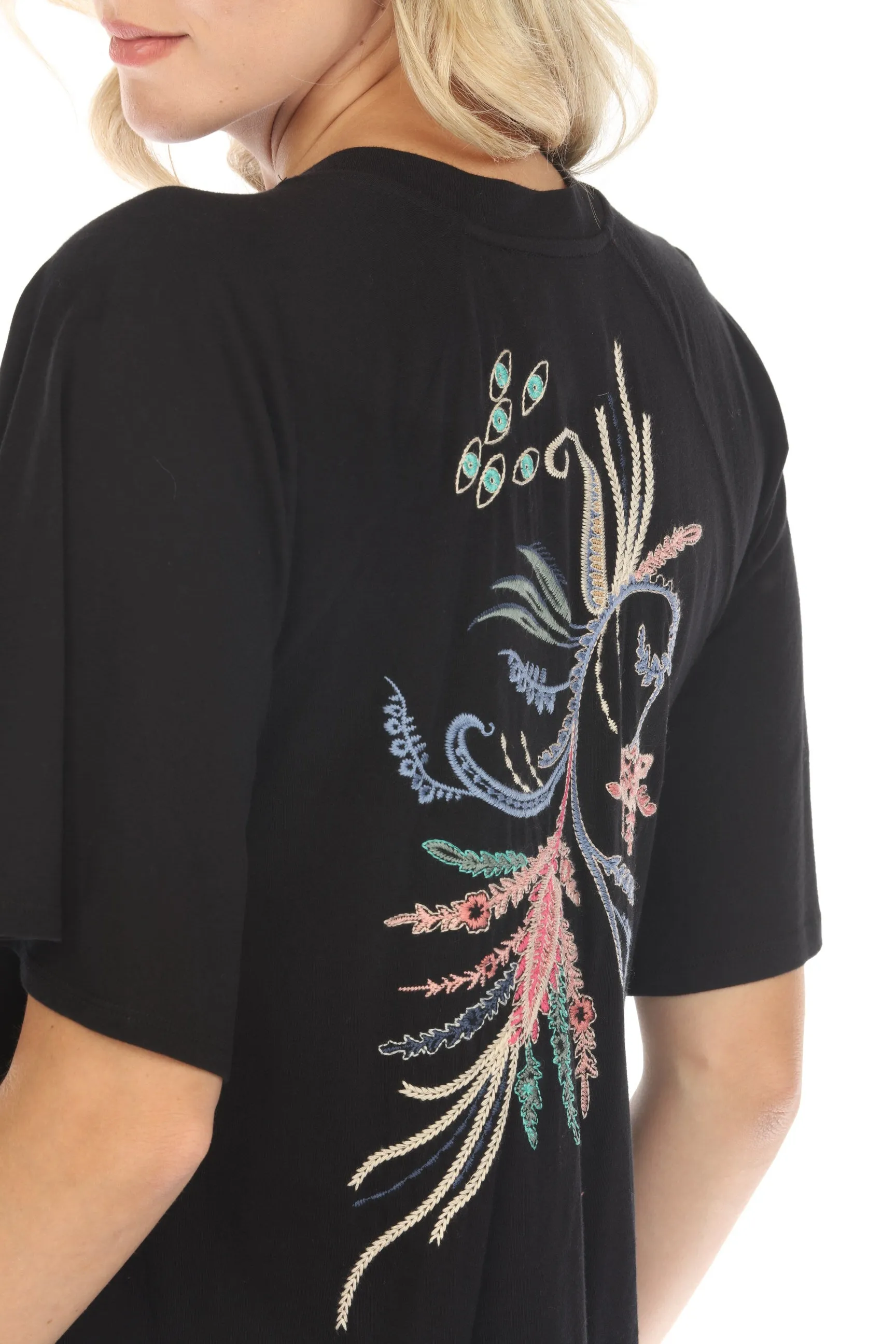 Johnny Was JWLA Antonella Flutter Raglan T-Shirt Dress J32924 Boho Chic *