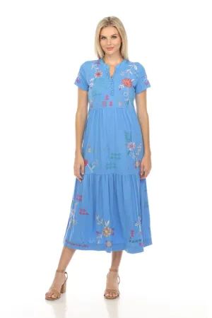 Johnny Was JWLA  Katie Henley Tiered Knit Midi Dress Boho Chic J31124