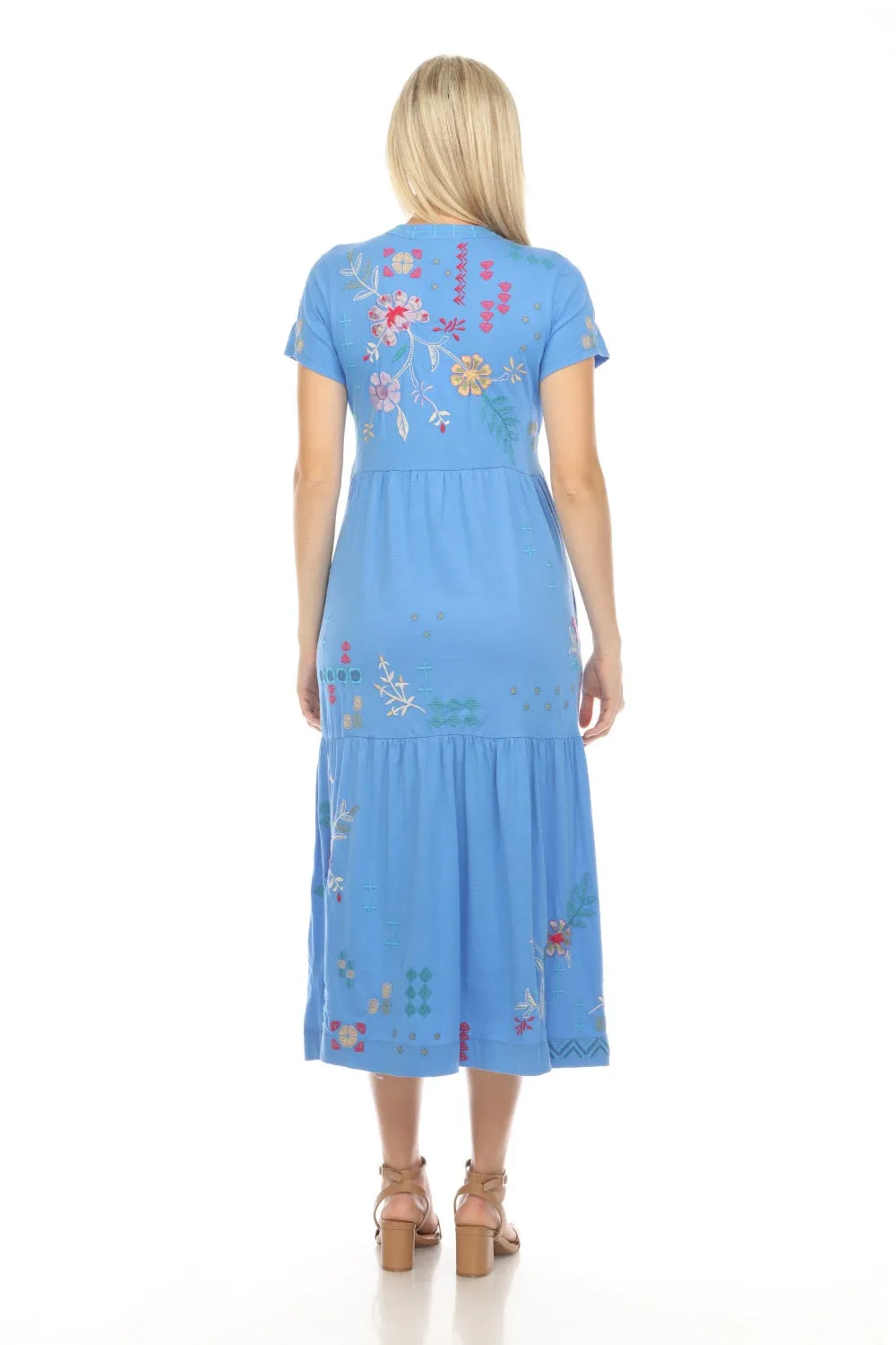 Johnny Was JWLA  Katie Henley Tiered Knit Midi Dress Boho Chic J31124
