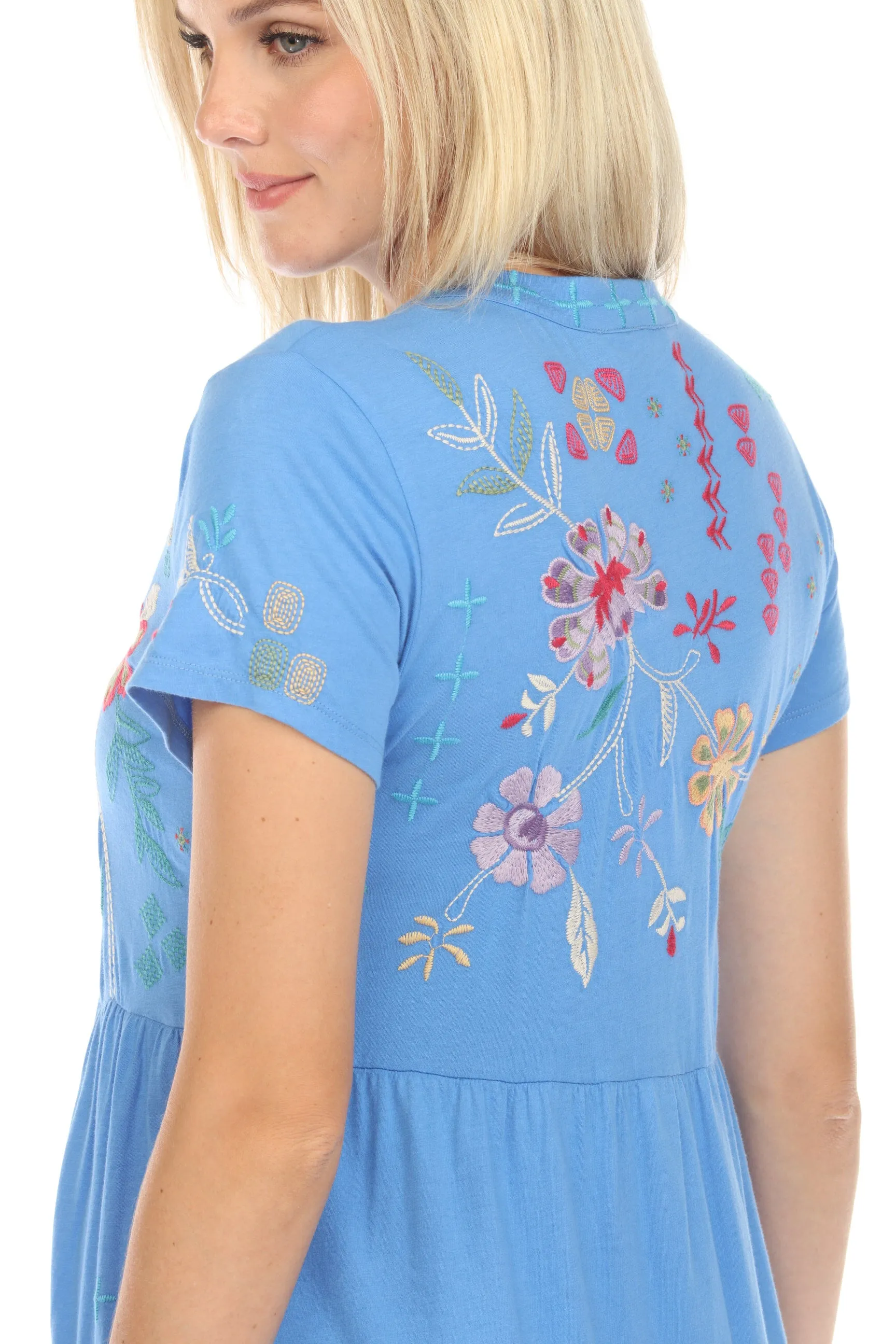 Johnny Was JWLA  Katie Henley Tiered Knit Midi Dress Boho Chic J31124