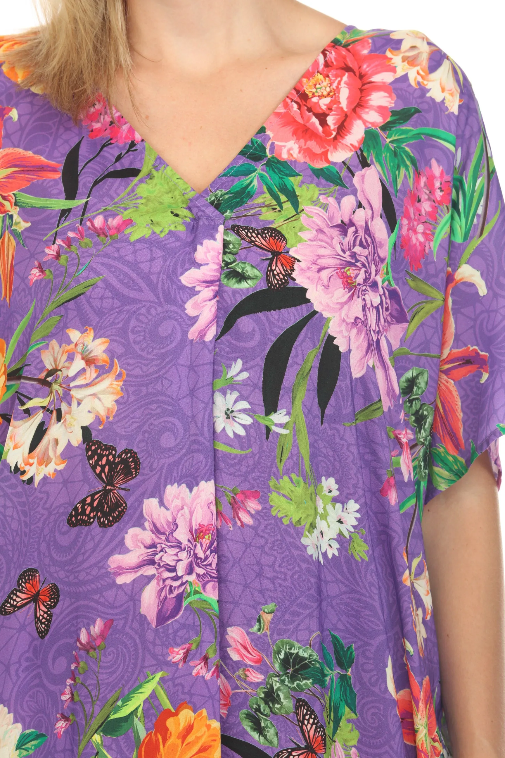 Johnny Was Orchid Goza Pleated Swim Cover Up Dress Boho Chic CSW5123-D