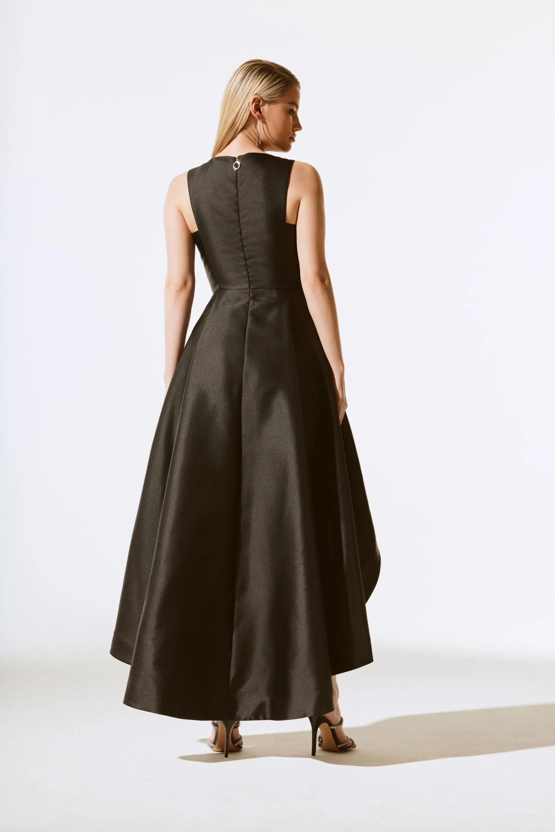 Joseph Ribkoff Black Faux Wrap High-Low Long Gown 243765