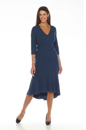 Joseph Ribkoff Nightfall V-Neck High Low Midi Mermaid Dress 243273
