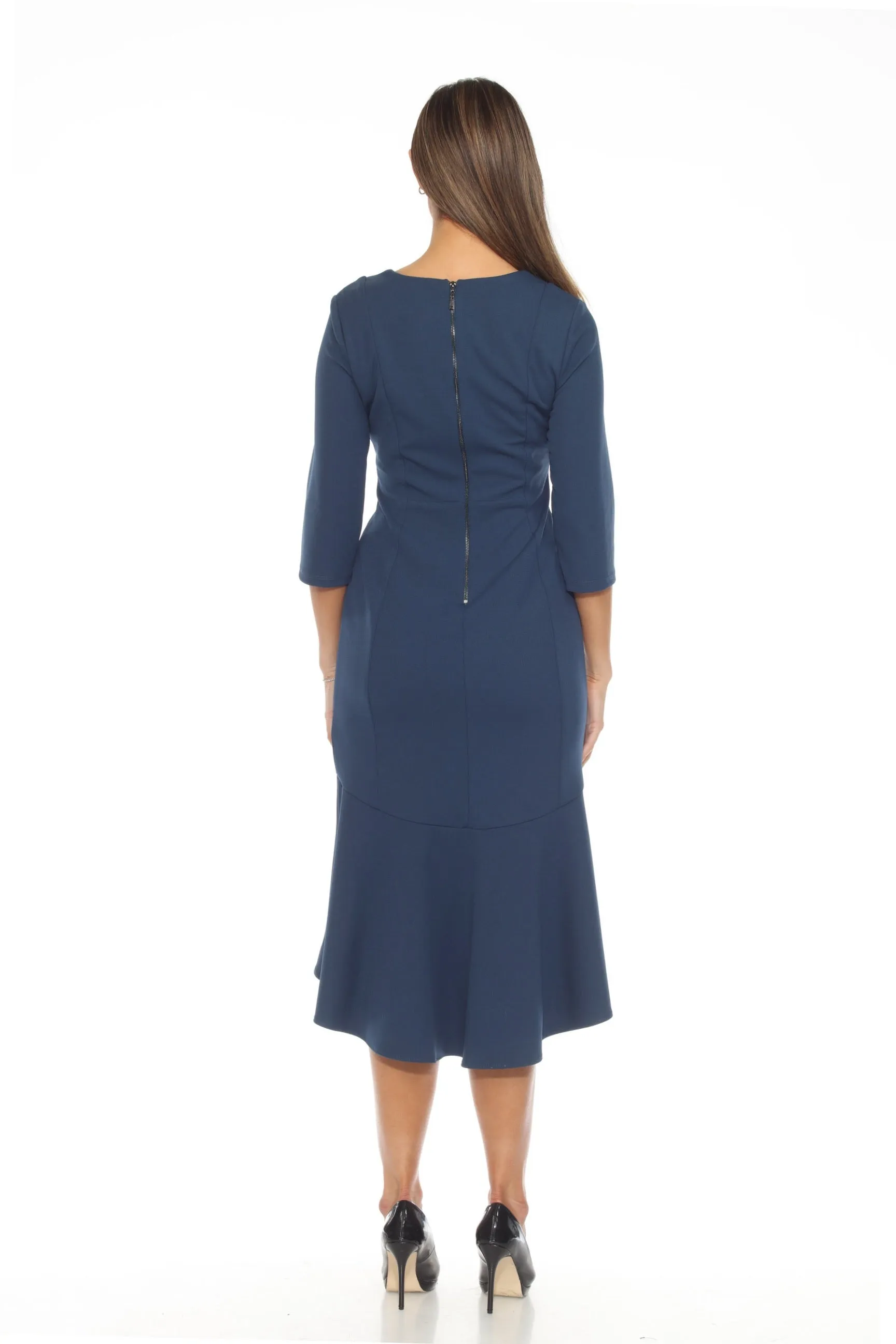 Joseph Ribkoff Nightfall V-Neck High Low Midi Mermaid Dress 243273