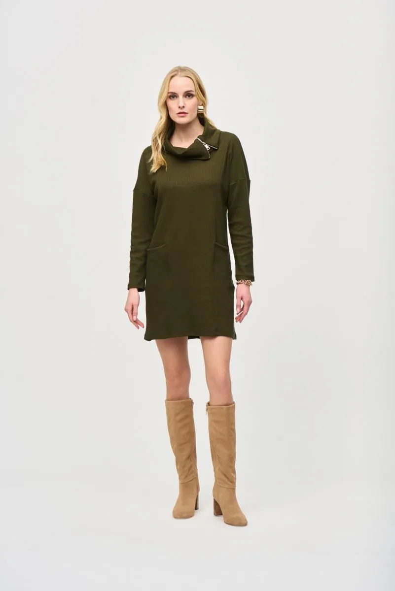 Joseph Ribkoff Zipper Collar Long Sleeves Mini Cocoon Dress 243207