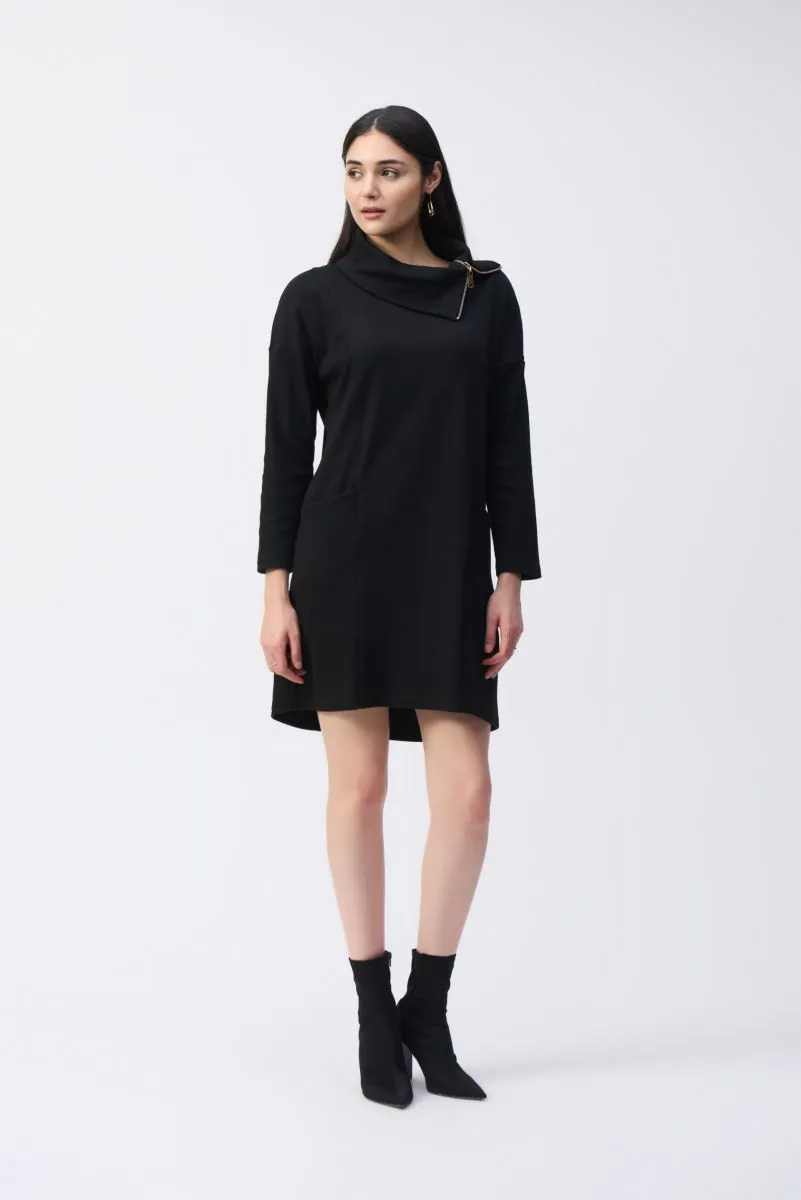 Joseph Ribkoff Zipper Collar Long Sleeves Mini Cocoon Dress 243207