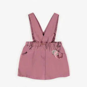 Jupe mauve à bretelles en twill, bébé ||Purple skirt in twill with suspenders, baby