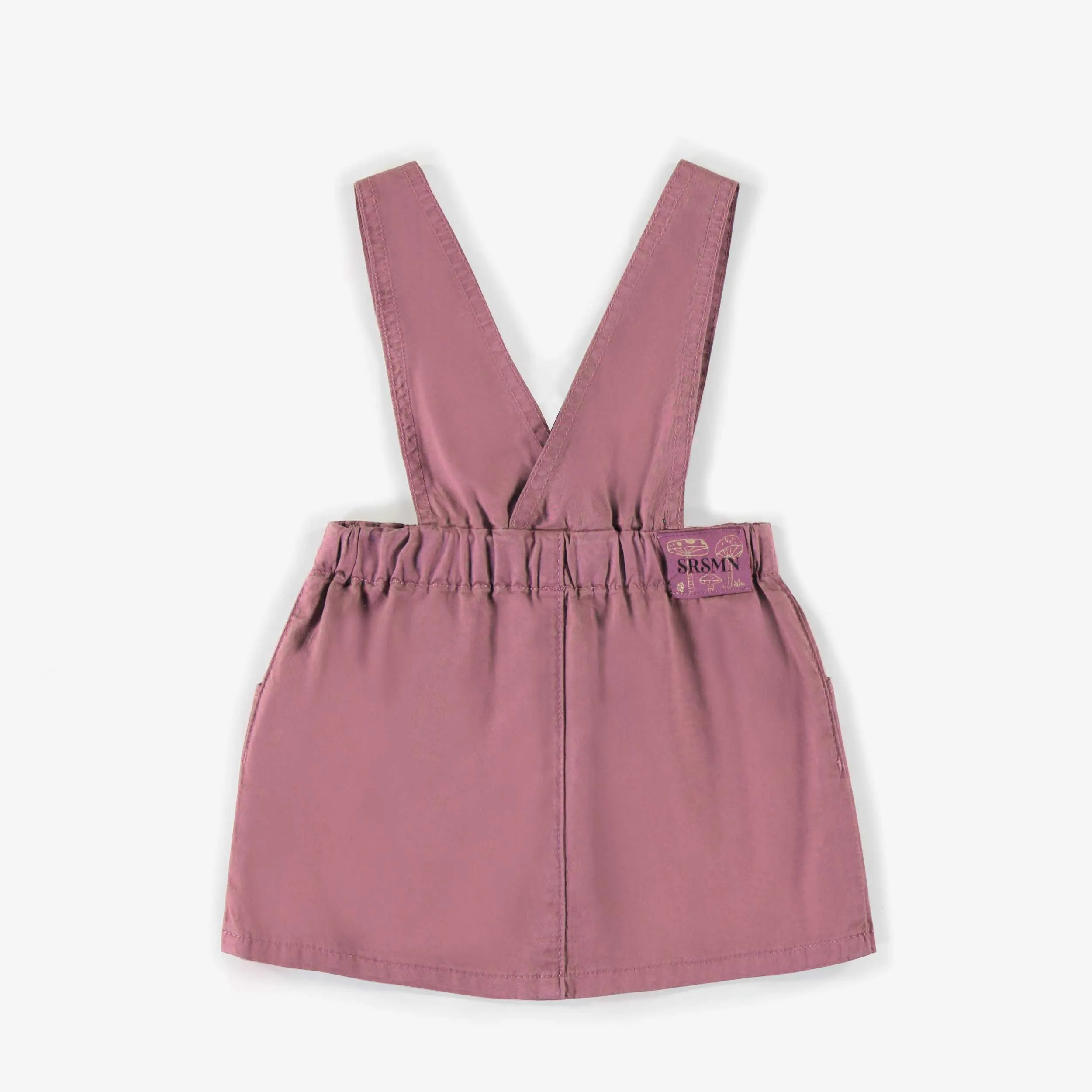 Jupe mauve à bretelles en twill, bébé ||Purple skirt in twill with suspenders, baby